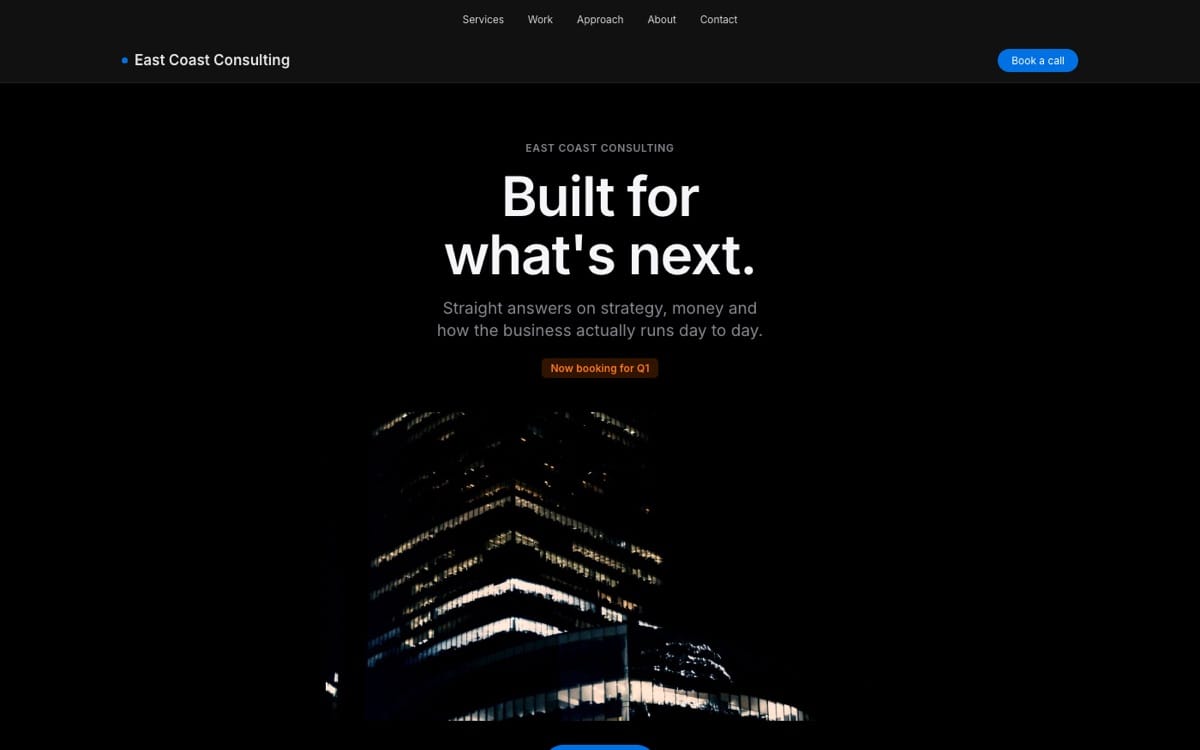 East Coast Consulting example website: built for what&rsquo;s next