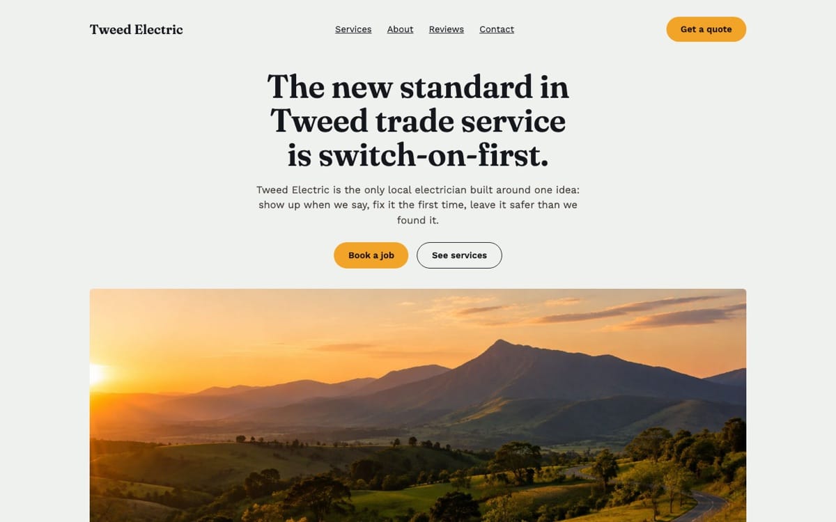 Tweed Electric example website: the new standard in Tweed trade service